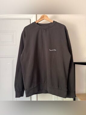 MUSEUM OF PEACE & QUIET dark charcoal grey cotton terry knit oversized sweater